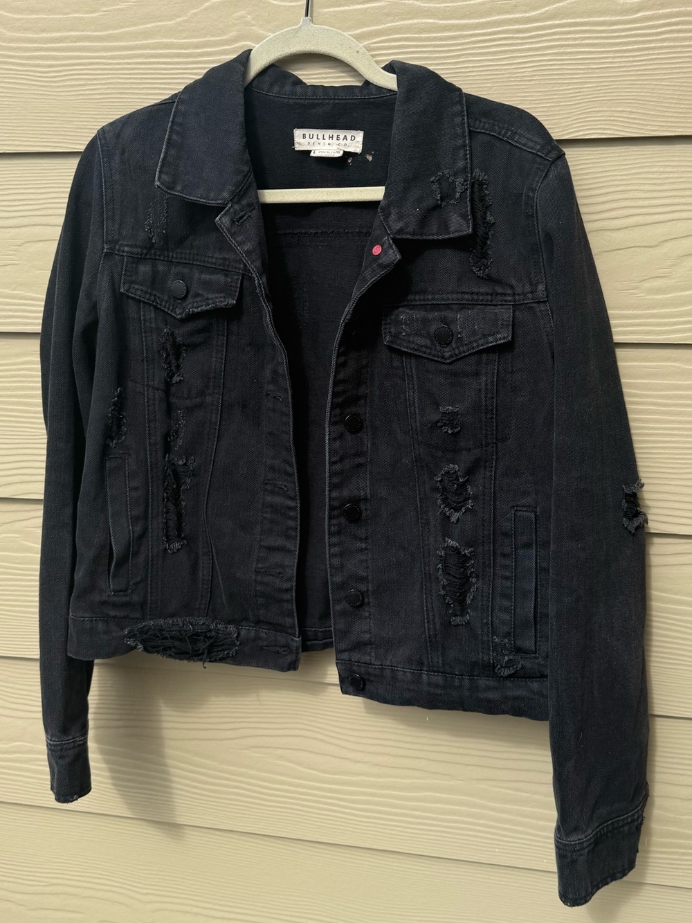 PacSun Bullhead Women's Black Distressed Denim Jacket